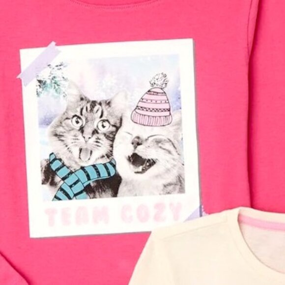 Wonder Nation Girls Long Sleeve Graphic T-Shirts,Pack of 2, Sizes 7/8 Y & 14/16Y - Picture 3 of 3